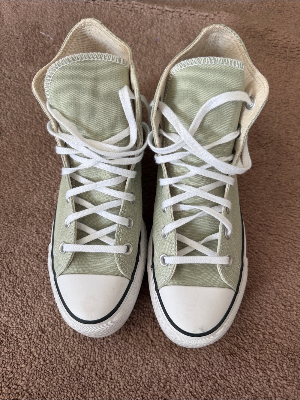 Converse High-Top Sneakers in Sage Green and White
